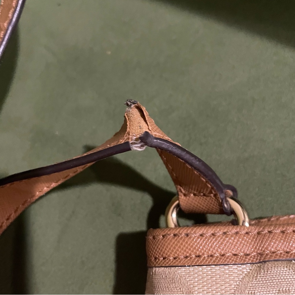 Michael Kors Tan and Brown Crossbody Bag with Signature MK Design - Picture 8 of 11